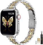 MioHHR silver/gold stainless steel Apple watch band compatible with 42mm, 41mm, 40mm, 38mm