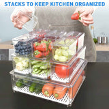 Pomeat 10 Pack Fridge Organizer with Stackable Bins and Lids for Food Storage Clear Containers