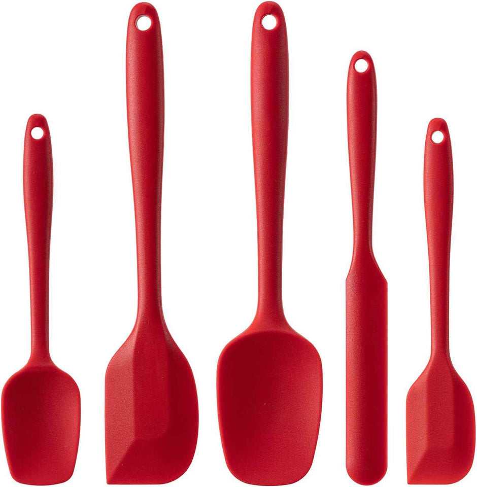 Silicone Spatula Set, 5 Piece Food Grade Rubber Spatulas for Baking, Cooking, and Mixing High Heat Resistant Non Stick Dishwasher Safe BPA-Free (Multicolor)