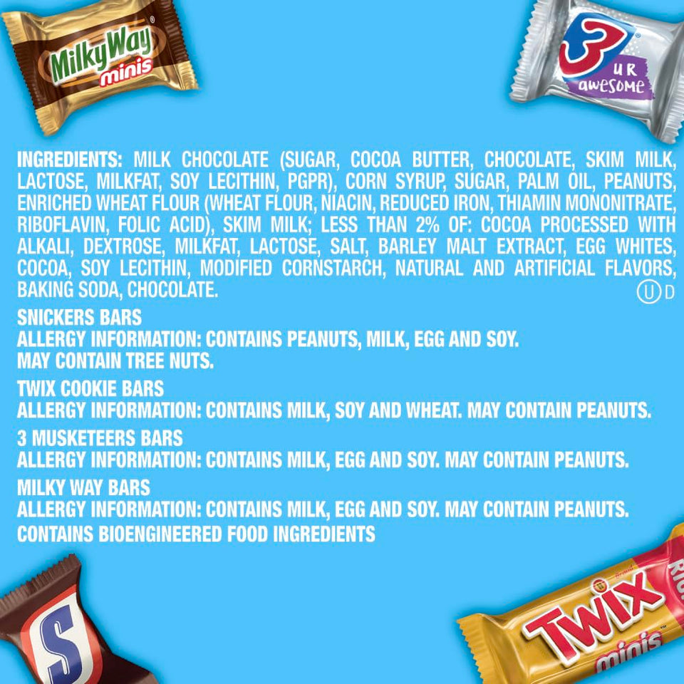 SNICKERS, TWIX, MILKY WAY and 3 MUSKETEERS Winter Sports Individually Wrapped Chocolate Candy Bars Variety Pack, Sharing Size, 8.31 Oz Bulk Bag