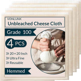 6-Pack Cheesecloth, 20x20 Inch Hemmed Cheese Cloth for Straining, Reusable Unbleached Cotton Strainer for Cooking, Baking, Juicing, and Cheese Making (Grade 100)