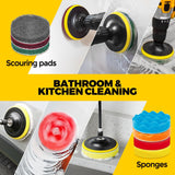 Holikme 22-piece drill cleaning attachment set, car polishing pad kit, wax applicator pad, and cleaning supplies