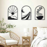 OYEFLY 3 PCS Boho Black Metal Wall Decor,Black Boho Metal Wall Art