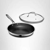 HexClad Hybrid Nonstick 8-Inch Frying Pan with Tempered Glass Lid, Stay-Cool Handle, Dishwasher-Friendly, Oven-Safe Up to 900°F, Induction Ready, Compatible with All Cooktops