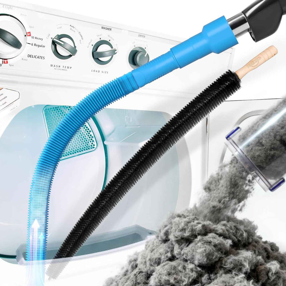 Holikme 2-piece dryer vent cleaner kit with lint vacuum attachment and flexible brush