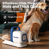 Dog grooming kit with 15000Pa pet hair clipper and shedding brush, 50dB low noise, white