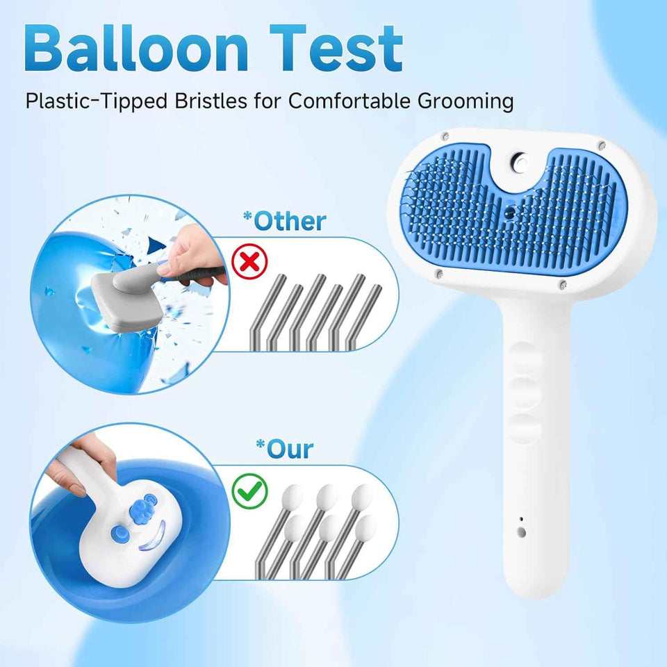 pet steam brush for dog and cat 3-in-1 steam grooming blue 1 waterless shampoo included