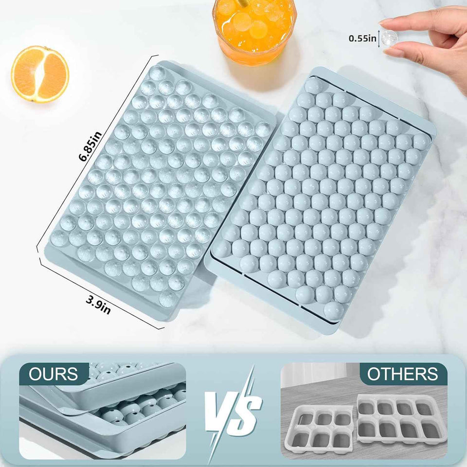 Mini Ice Cube Trays for Freezer with Lid - Chilling Drinks Coffee Juice (2 Pack/0.55In - Blue)