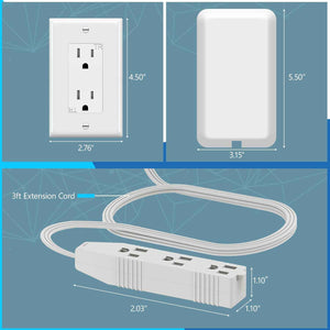 Lider LWE3-315-W Flat-Face Outlet Extender with 3 Receptacles, 3ft Cord, ETL-Listed, White