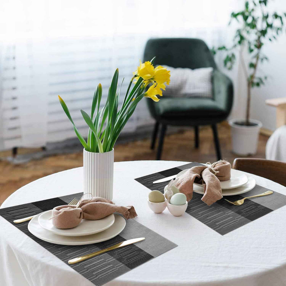 HeloHo Heat-Resistant Washable Vinyl Placemats Set of 4 Non-Slip Table Mats for Kitchen Dining Indoor Outdoor Decor