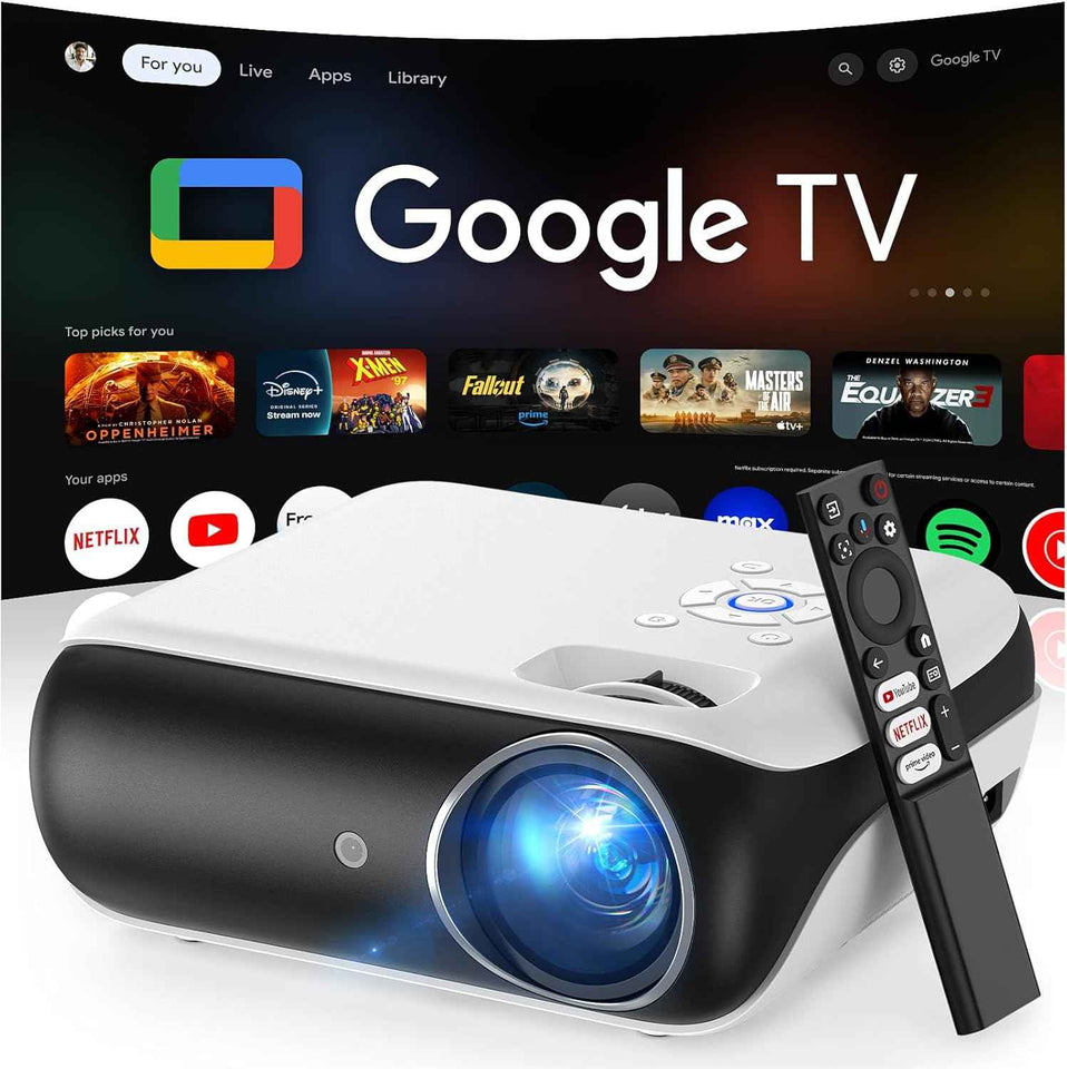 HAPPRUN Native 1080P Bluetooth Mini Projector, Full HD Portable Outdoor Movie Projector with Built-in Speaker, Compatible with Smartphone, HDMI, USB, AV, Fire Stick, PS5 for Home, Bedroom, Outdoor Use