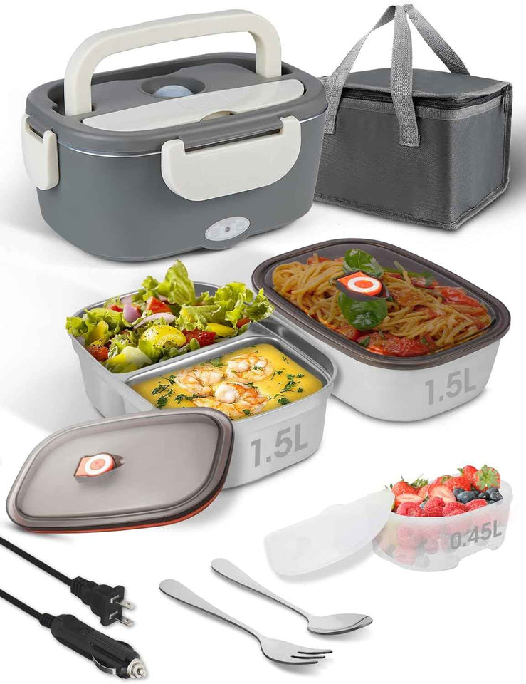 100W Cordless Electric Lunch Box for Adults & Men, Rechargeable Battery Powered Heated Lunch Box, 1.2L Portable Food Warmer Lunchbox with 5-Sided Heating for Work Car Outdoor Use