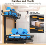 2 packs under sink organizer, 2026 upgrade, height adjustable, 2 tier, multi-purpose storage shelf