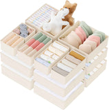 Criusia Drawer Organizer Clothes, 10 Pack Dresser Organizer for Baby Clothes, Underwear, Sock- Foldable Closet Organization and Storage Dividers Bins for Nursery, Bedroom (Beige)