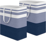HomeHacks 2 Pack Large Laundry Baskets, Waterproof, Freestanding Laundry Hampers, Collapsible Clothes Hamper with Reinforced Handles in Laundry Room, College Dorm, Bathroom, Bedroom (Grey, 75Lx2)