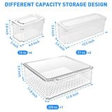Pomeat 10 Pack Fridge Organizer, Stackable Refrigerator Bins with Lids, BPA-Free Produce Fruit Storage Containers for Fridge, Clear for Food, Drinks, Vegetable