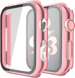Misxi 2 Pack Tempered Glass Case Compatible for Apple Watch Series 11 (2025) Series 10 46mm, Screen Protector Cover for iWatch, Black