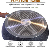 12-Piece Granite Cookware Set with Non-Stick Coating and Wood Look Handles