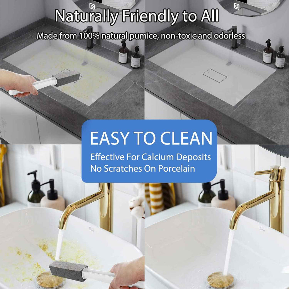 2 Pack Pumice Stone for Toilet Cleaning, Extra Long Handle for Removing Bowl Ring, Pool, Bathroom, Toilet Brush