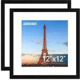 FIXSMITH 8x10 Picture Frame Set of 2, Photo Frame with HD Plexiglass, Display Pictures 5x7 with Mat or 8x10 Without Mat Multi Picture Frames Collage for Tabletop or Wall Display, Black
