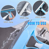 3-in-1 Window Cleaning Scraper with Squeegee and Sprayer - Blue