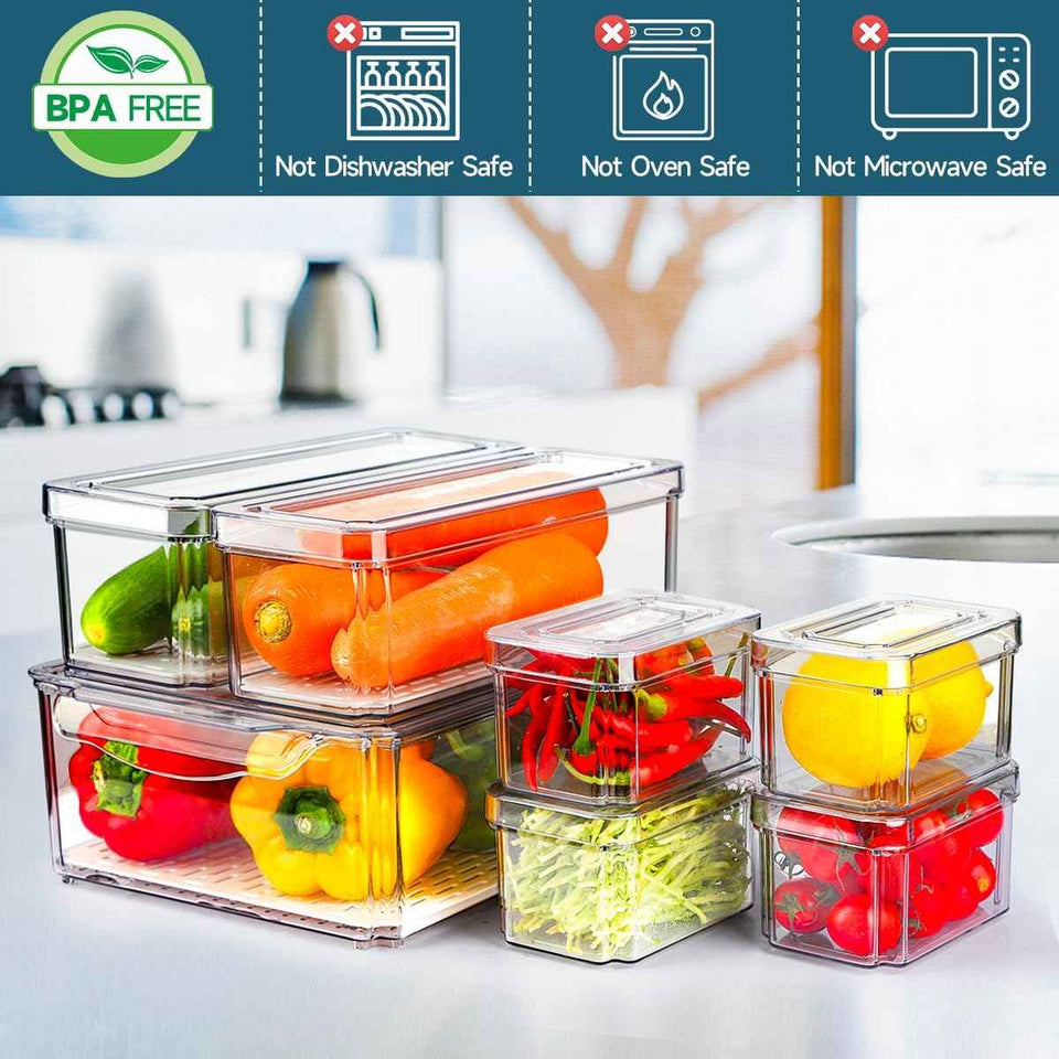 nisilin 14 pack fridge organizers and storage for refrigerator, bpa-free, clear bins, 3 sizes