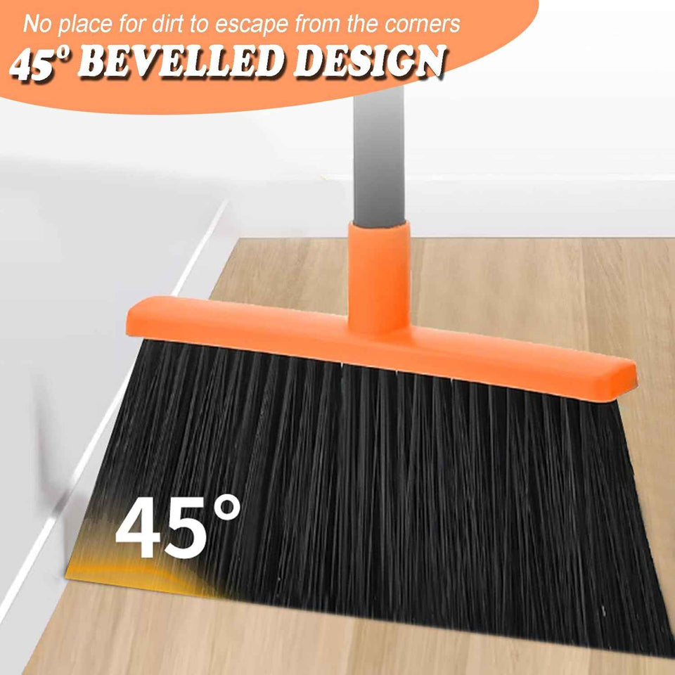 Xifando Heavy-Duty Adjustable Angle Broom with 56" Steel Handle for Efficient Cleaning of Hard Floors