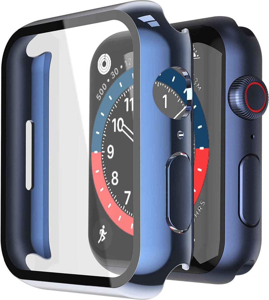 Misxi 2 Pack Tempered Glass Case Compatible for Apple Watch Series 11 (2025) Series 10 46mm, Screen Protector Cover for iWatch, Black