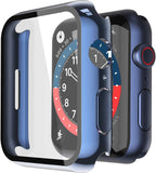 Misxi 2 Pack Tempered Glass Case Compatible for Apple Watch Series 11 (2025) Series 10 46mm, Screen Protector Cover for iWatch, Black