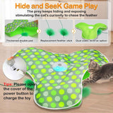 Interactive Concealed Feathers Cat Toy, Rechargeable, Touch Activated, Real Mouse Squeaky, Indoor Exercise Toy for Adult Cats