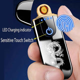 Dragon Smart USB Rechargeable Mini Electric Lighter - Touch Ignition, Windproof, Flameless Plasma Lighter with Battery Indicator