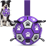 Qdan dog toys 6 inch world cup dog soccer ball with straps for small medium pet outdoor play