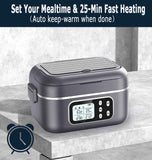 2 x 6.3-Cup Cordless Electric Heated Lunch Box, 100W Rechargeable Portable Food Warmer for Adults and Travel