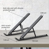 Laptop Stand for Desk, Adjustable Laptop Riser ABS+Silicone Foldable Portable Notebook Holder, Ventilated Cooling Notebook Mount Computer Stand for 10-15.6” Laptops,Tablets-Black