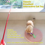 meohui 2pcs retractable cat fishing pole toy set with 9pcs cat feather toys refills