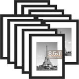 upsimples 5x7 Picture Frame Set of 10, Display Pictures 4x6 with Mat or 5x7 Without, Multi Photo Frames Collage for Wall or Tabletop Display, Black