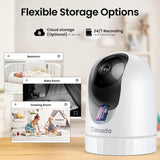 Security Camera Indoor-2K 360° WiFi Cameras for Home Security，Pet/Dog/Baby Camera with Phone app, 2-Way Audio, Night Vision, 24/7 SD Card Storage, Works with Alexa & Google Home (2.4Ghz)-D1