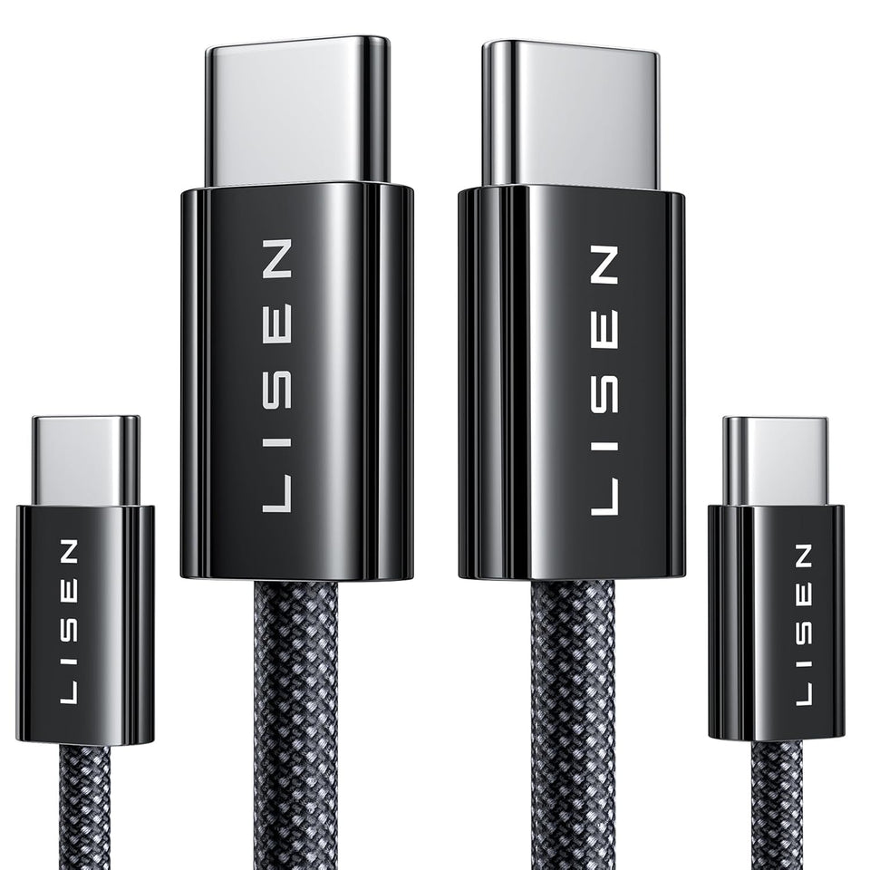 Lisen 6.6ft 2-pack 240W USB-C to USB-C cable fast charging for iPhone 17, 16, 15 Pro Max, iPad, MacBook, Samsung S26, S25 Ultra