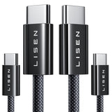 Lisen 6.6ft 2-pack 240W USB-C to USB-C cable fast charging for iPhone 17, 16, 15 Pro Max, iPad, MacBook, Samsung S26, S25 Ultra