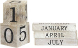 Wooden Perpetual Block Calendar for Desk, Wood Month Date Display Blocks for Teachers, Students, Classroom, Rustic Farmhouse Office Decor, Desk Accessories (5 x 4 In)