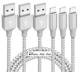 iphone 3 pack 10ft lightning nylon braided apple mfi certified fast charging cord