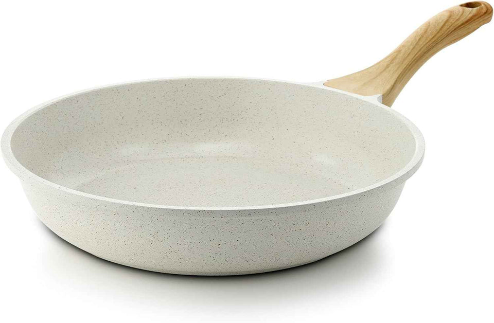 SENSARTE Nonstick Ceramic Frying Pan Skillet, 8-Inch Omelet Pan, Healthy Non Toxic Chef Pan, Induction Compatible Egg Pan with Heat Resistant Handle, PFAS-Free, White