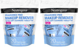 Neutrogena daily makeup remover wipes, 20 count, single face cleansing towelettes, alcohol-free, 100% plant-based