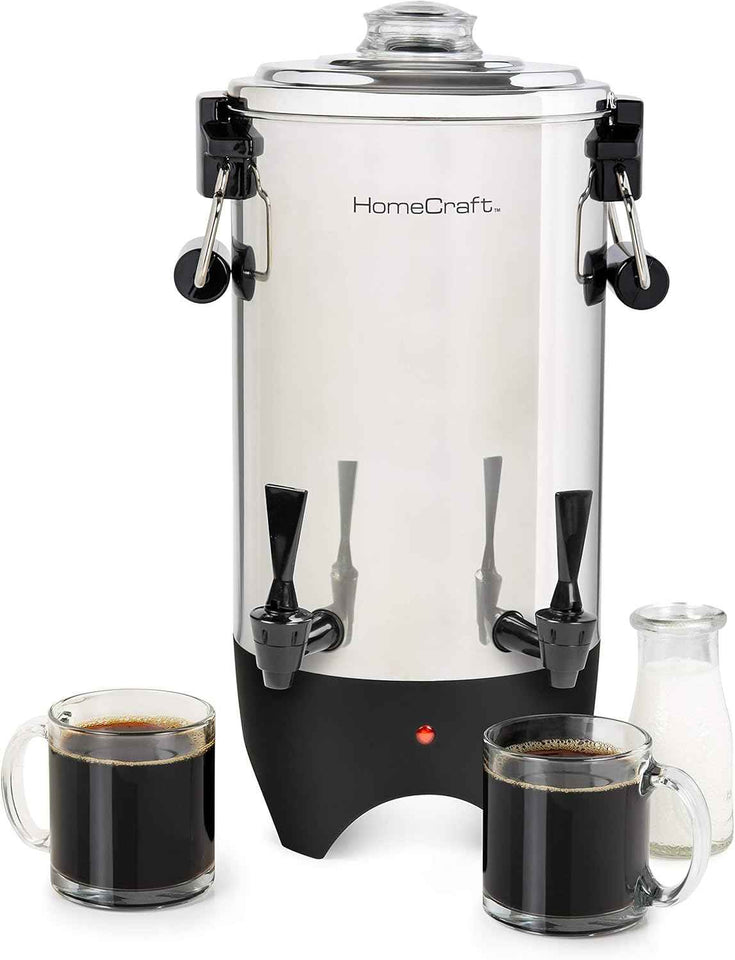 Homecraft 100-Cup Coffee Urn and Hot Beverage Dispenser with Dripless Faucet, Quick-Brewing, Stainless Steel