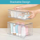 Vtopmart 4 Pack Clear Stackable Storage Drawers,Under Sink and Kitchen Organizers Storage,Easy to Assemble Plastic Drawers for Baby Bottle,Medicine, Bathroom,Cabinet and Pantry Organization