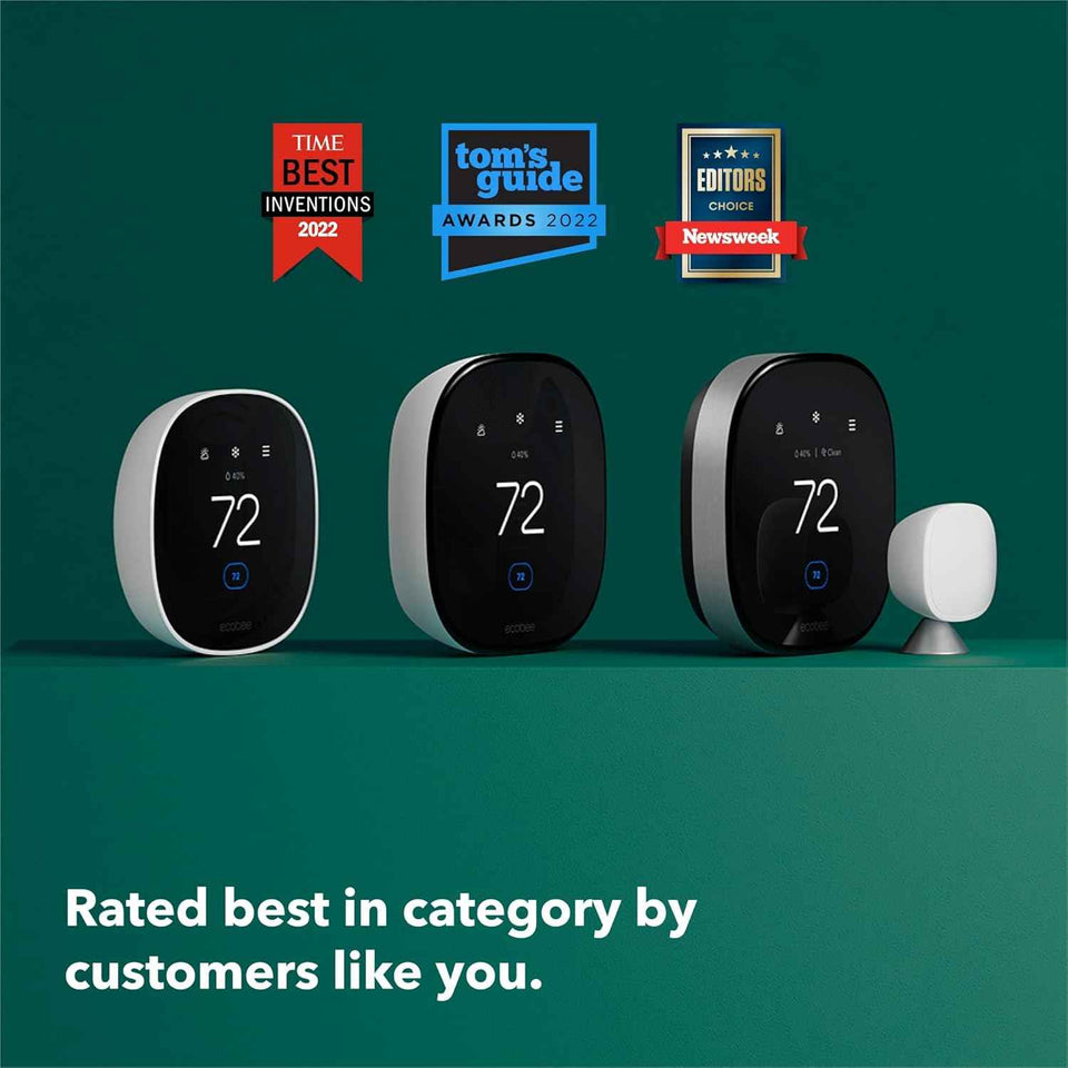 ecobee Smart Thermostat Essential - Energy Star Certified programmable Wi-Fi Thermostat - Works with Siri, Alexa, and Google Assistant