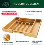 Royal Craft Wood Luxury Bamboo Kitchen Drawer Organizer - 9 Slot Silverware Organizer for Flatware, Utensil Holder & Cutlery Tray Drawer Dividers in Natural