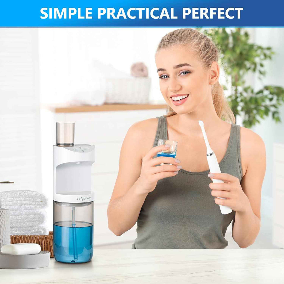 zofgenow automatic mouthwash dispenser white bathroom accessories 19.4 fl oz