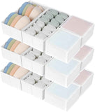 DIMJ Drawer Organizers Clothes, Set of 4 Dresser Organizer Bins, Fabric Closet Organizers and Storage, Shallow Drawer Dividers for Nursery, Clothing, Baby Clothes, Socks, Underwears, Tie (Beige)