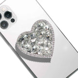 OnTheGrip Collapsible Expandible Diamond Heart Grip Stand Holder for Smartphone Tablet Silver Big